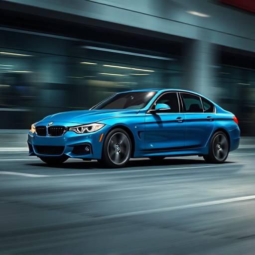 BMW Serie 3 - Berlina deportiva, color azul metalizado, conducción dinámica.